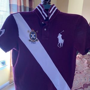 Polo by Ralph Lauren short sleeved burgundy/white